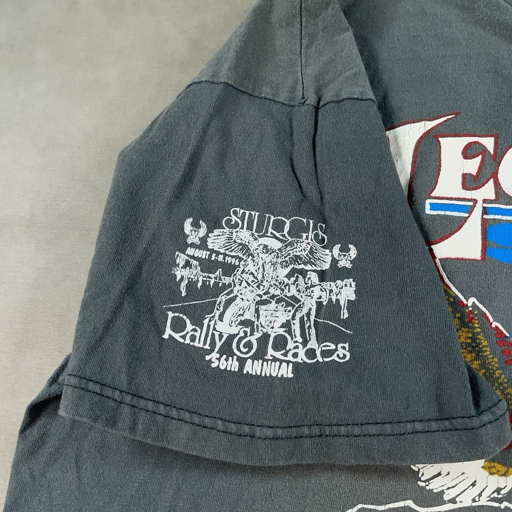 Vintage 90s Harley Sturgis Gray Rally Classic 1996 56th Annual Shirt 2XL Faded - Picture 5 of 11